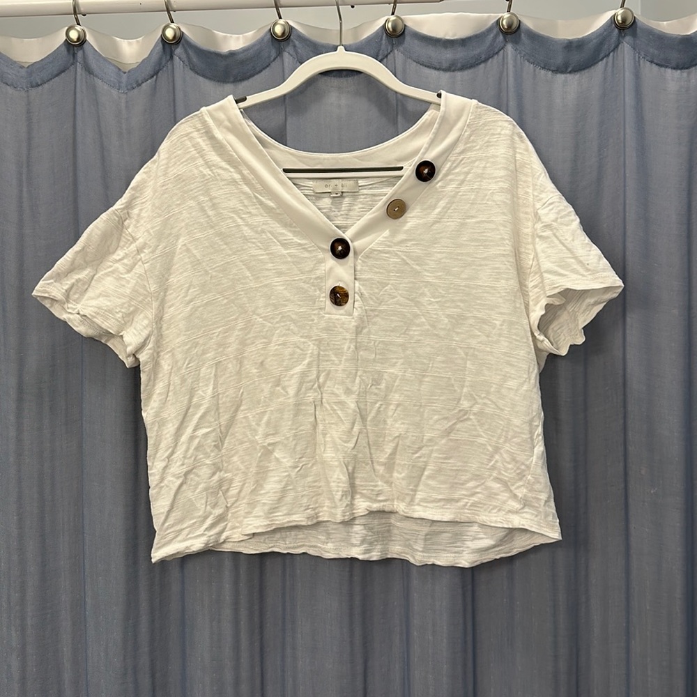 Light weight short sleeve top with buttons